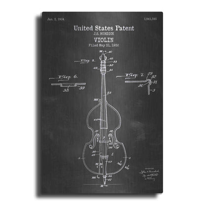 Luxe Metal Art 'Violin Blueprint Patent Chalkboard' Metal Wall Art