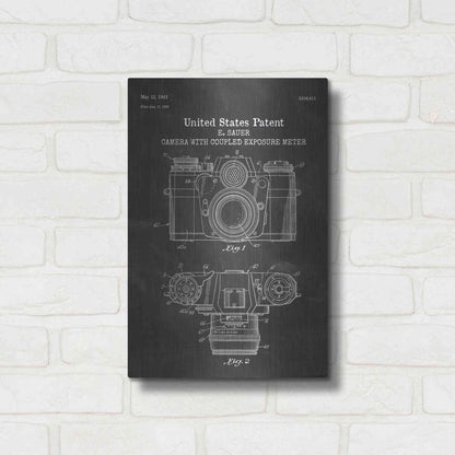 Luxe Metal Art 'Camera with Coupled Exposure Meter Blueprint Patent Chalkboard' Metal Wall Art,12x16
