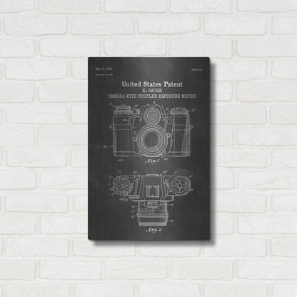 Luxe Metal Art 'Camera with Coupled Exposure Meter Blueprint Patent Chalkboard' Metal Wall Art,16x24