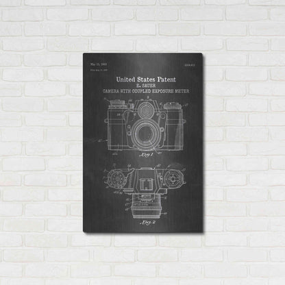 Luxe Metal Art 'Camera with Coupled Exposure Meter Blueprint Patent Chalkboard' Metal Wall Art,24x36