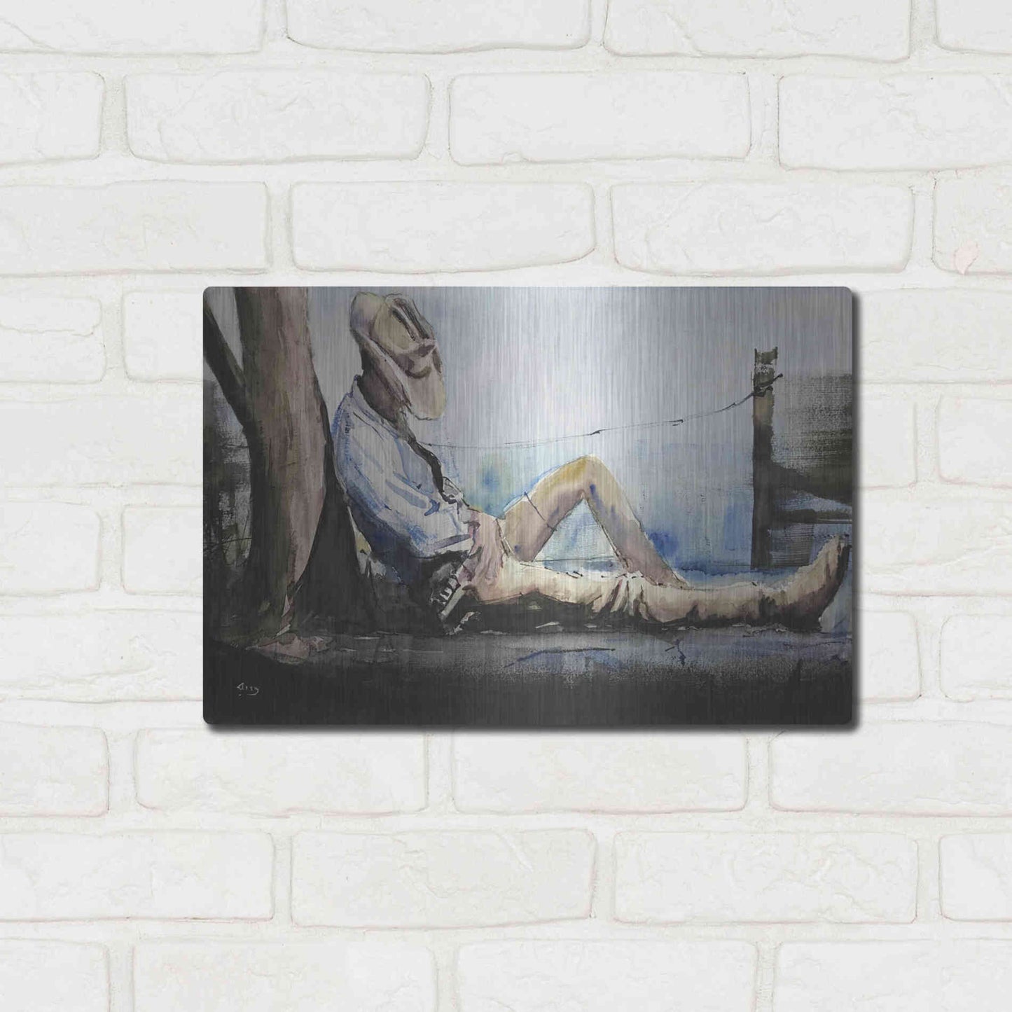 Luxe Metal Art 'Nap Time' by Oscar Alvarez Pardo, Metal Wall Art,16x12