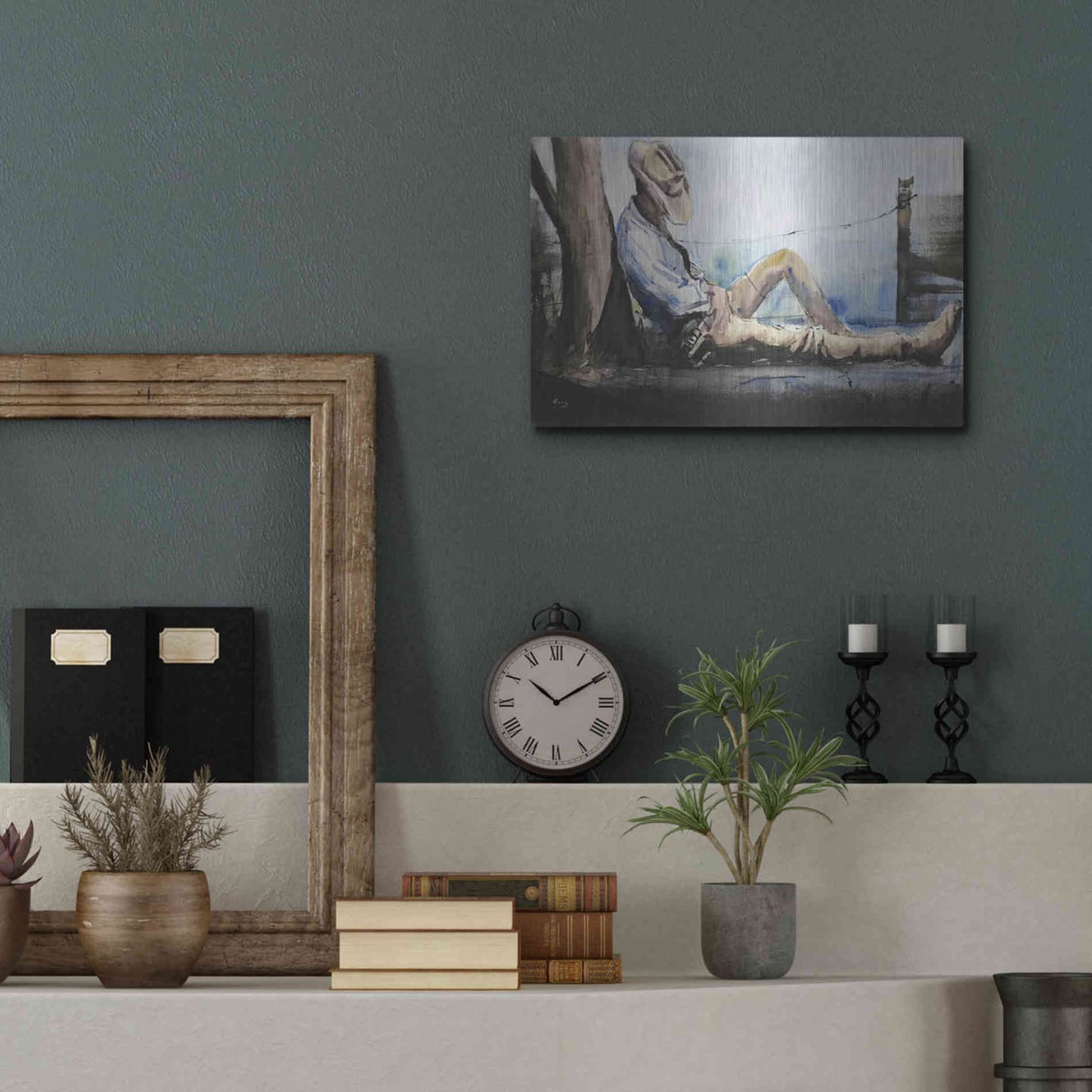 Luxe Metal Art 'Nap Time' by Oscar Alvarez Pardo, Metal Wall Art,16x12