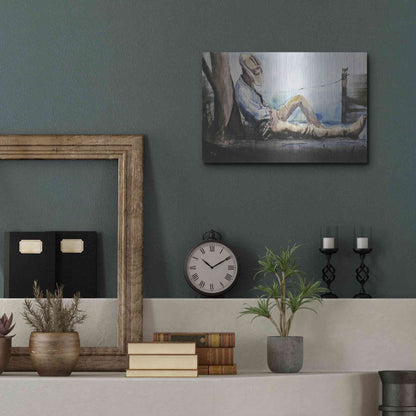 Luxe Metal Art 'Nap Time' by Oscar Alvarez Pardo, Metal Wall Art,16x12