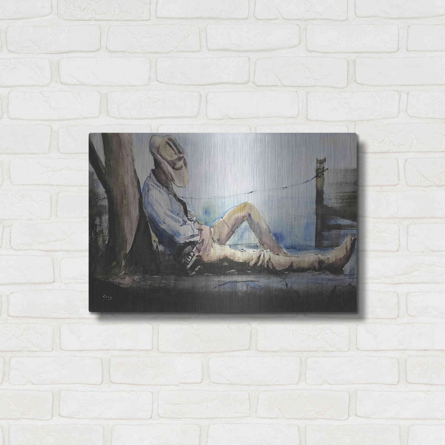 Luxe Metal Art 'Nap Time' by Oscar Alvarez Pardo, Metal Wall Art,24x16