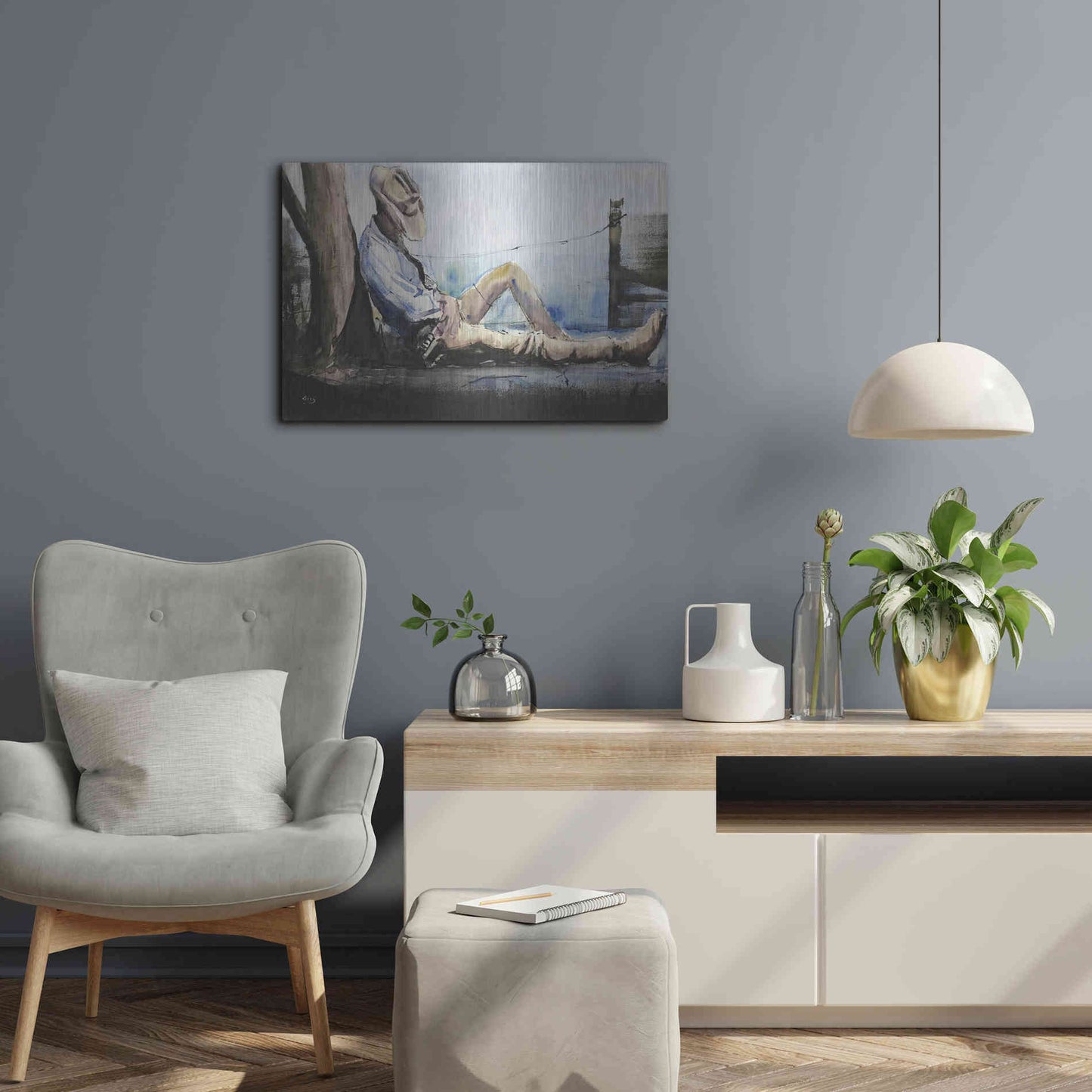 Luxe Metal Art 'Nap Time' by Oscar Alvarez Pardo, Metal Wall Art,24x16