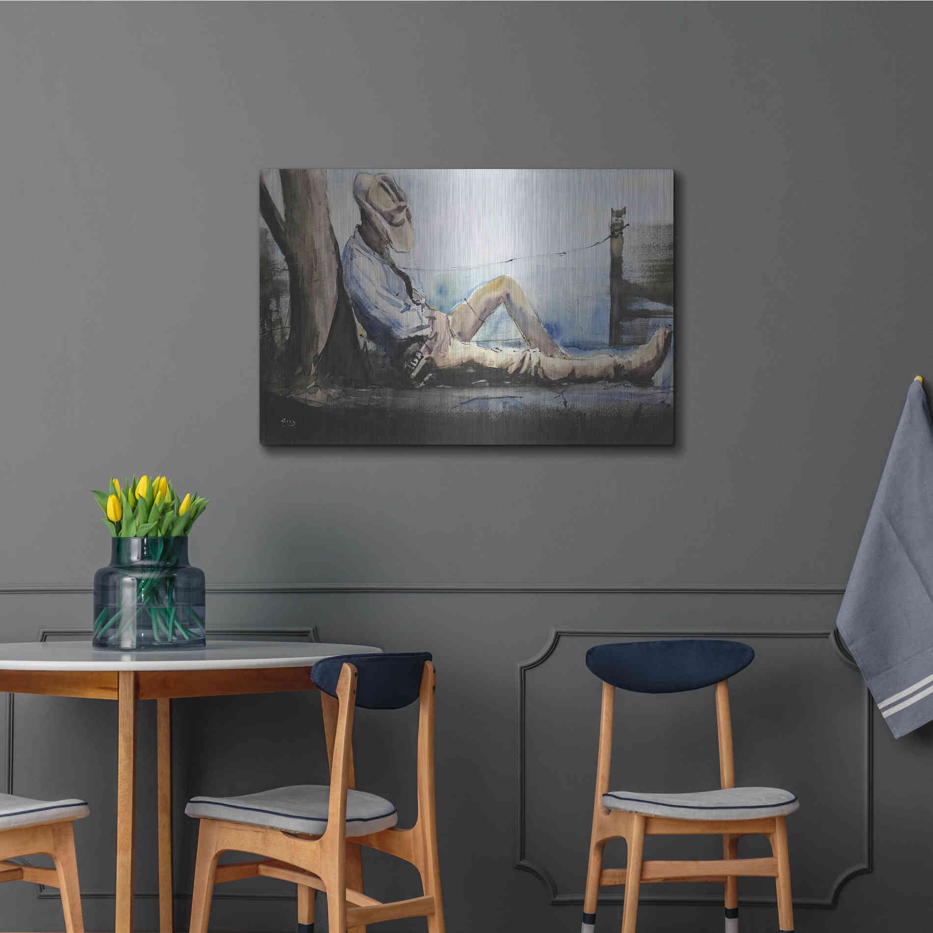 Luxe Metal Art 'Nap Time' by Oscar Alvarez Pardo, Metal Wall Art,36x24