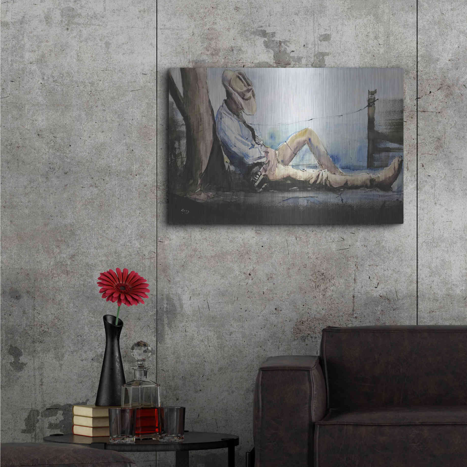 Luxe Metal Art 'Nap Time' by Oscar Alvarez Pardo, Metal Wall Art,36x24