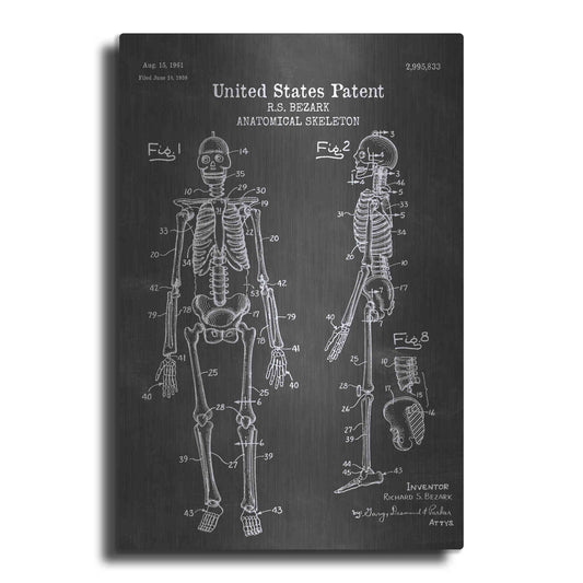 Luxe Metal Art 'Anatomical Skeleton Blueprint Patent Chalkboard' Metal Wall Art
