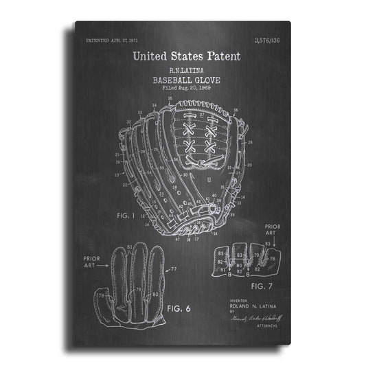Luxe Metal Art 'Baseball Glove, 1971, Blueprint Patent Chalkboard' Metal Wall Art