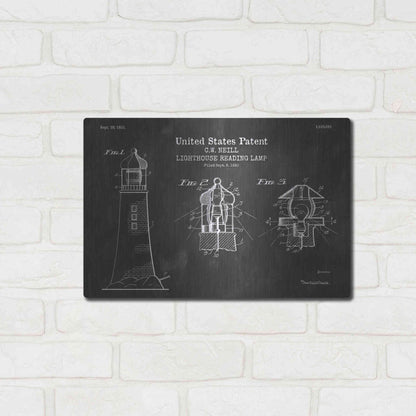 Luxe Metal Art 'Lighthouse Reading Lamp Blueprint Patent Chalkboard' Metal Wall Art,16x12
