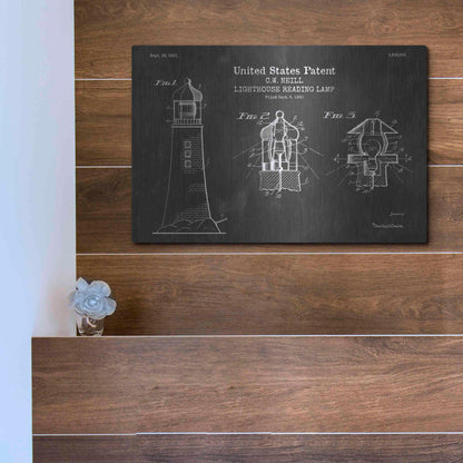 Luxe Metal Art 'Lighthouse Reading Lamp Blueprint Patent Chalkboard' Metal Wall Art,16x12
