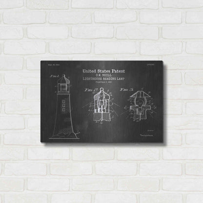 Luxe Metal Art 'Lighthouse Reading Lamp Blueprint Patent Chalkboard' Metal Wall Art,24x16