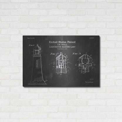 Luxe Metal Art 'Lighthouse Reading Lamp Blueprint Patent Chalkboard' Metal Wall Art,36x24