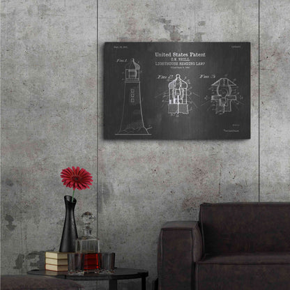 Luxe Metal Art 'Lighthouse Reading Lamp Blueprint Patent Chalkboard' Metal Wall Art,36x24