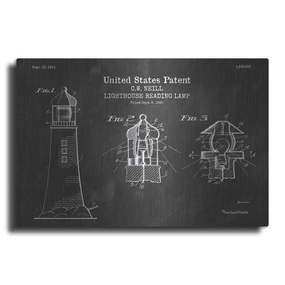 Luxe Metal Art 'Lighthouse Reading Lamp Blueprint Patent Chalkboard' Metal Wall Art