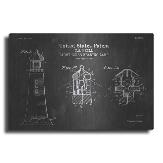 Luxe Metal Art 'Lighthouse Reading Lamp Blueprint Patent Chalkboard' Metal Wall Art