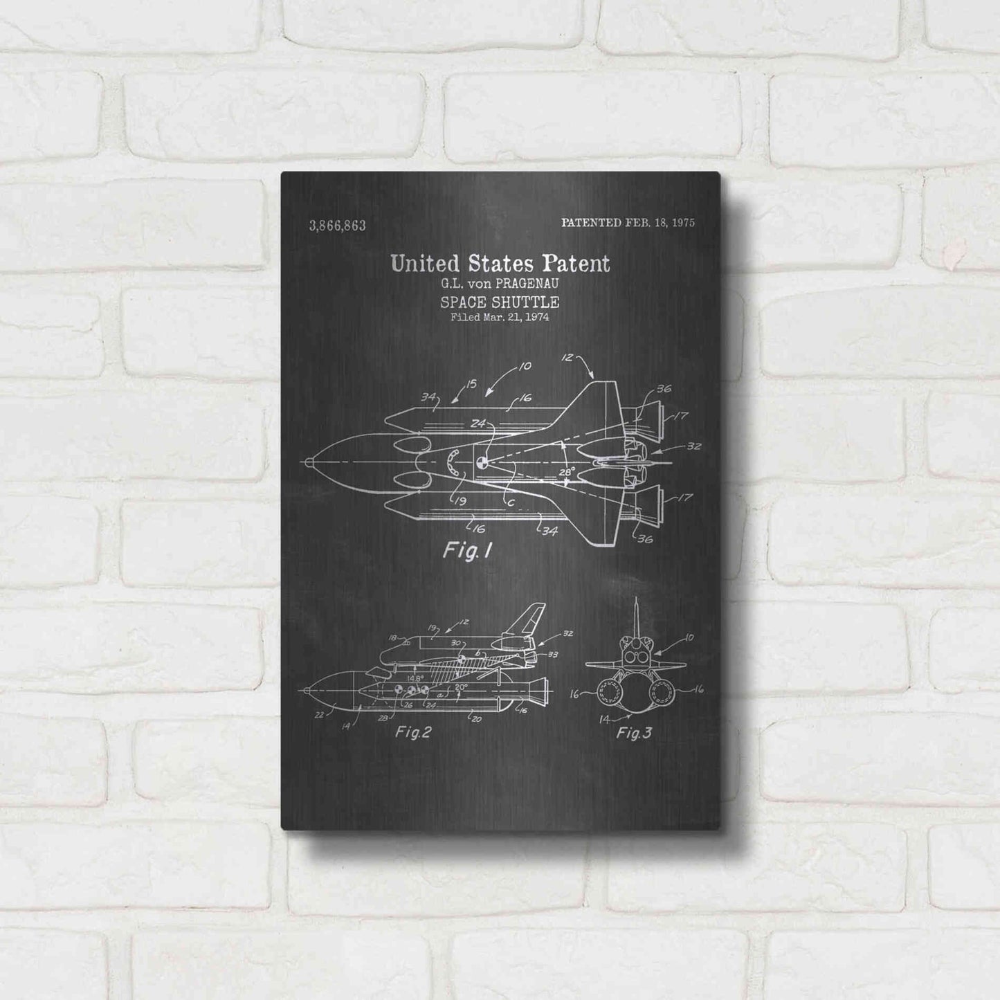 Luxe Metal Art 'Space Shuttle Blueprint Patent Chalkboard' Metal Wall Art,12x16