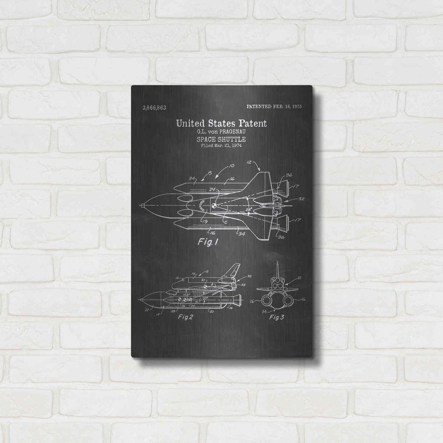 Luxe Metal Art 'Space Shuttle Blueprint Patent Chalkboard' Metal Wall Art,16x24