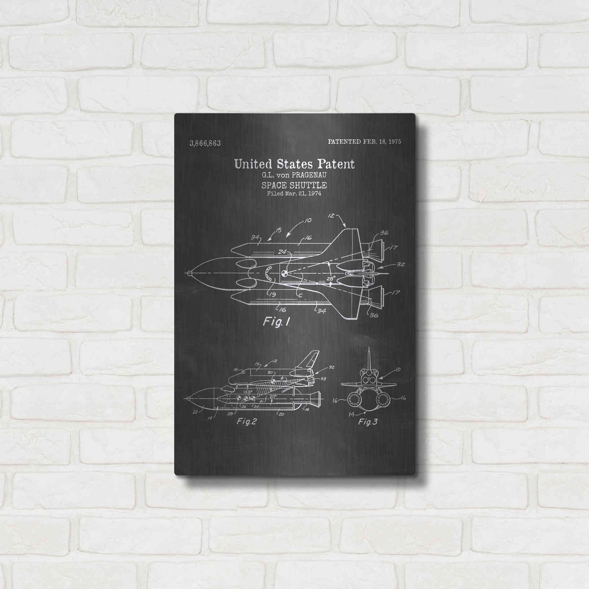 Luxe Metal Art 'Space Shuttle Blueprint Patent Chalkboard' Metal Wall Art,16x24