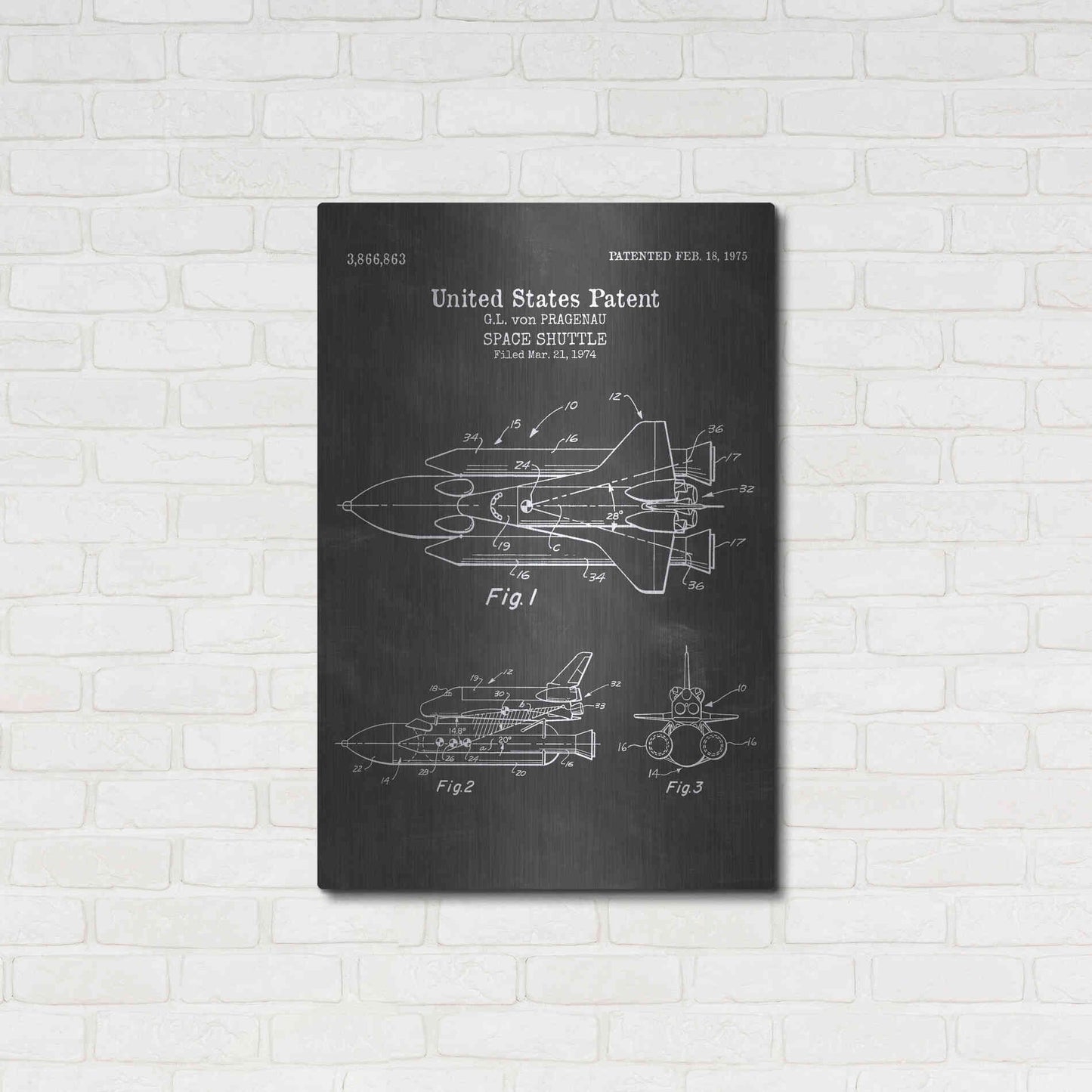 Luxe Metal Art 'Space Shuttle Blueprint Patent Chalkboard' Metal Wall Art,24x36