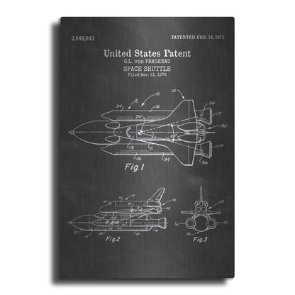 Luxe Metal Art 'Space Shuttle Blueprint Patent Chalkboard' Metal Wall Art