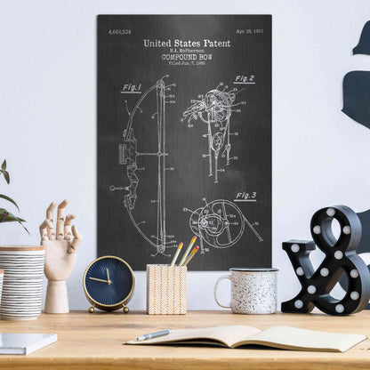 Luxe Metal Art 'Compound Bow Blueprint Patent Chalkboard' Metal Wall Art,12x16