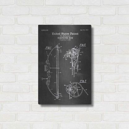 Luxe Metal Art 'Compound Bow Blueprint Patent Chalkboard' Metal Wall Art,16x24