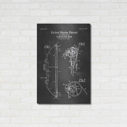 Luxe Metal Art 'Compound Bow Blueprint Patent Chalkboard' Metal Wall Art,24x36