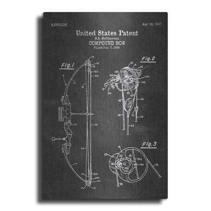 Luxe Metal Art 'Compound Bow Blueprint Patent Chalkboard' Metal Wall Art