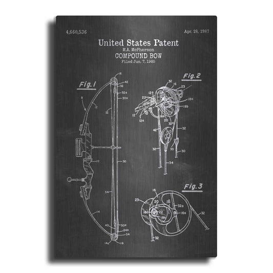 Luxe Metal Art 'Compound Bow Blueprint Patent Chalkboard' Metal Wall Art