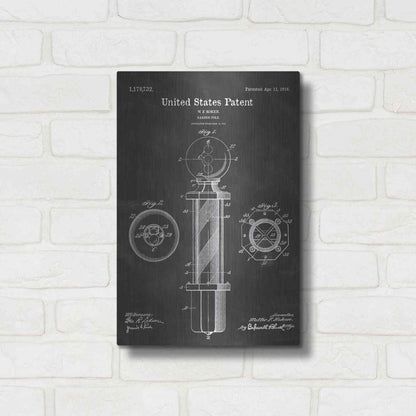 Luxe Metal Art 'Barber Pole Blueprint Patent Chalkboard' Metal Wall Art,12x16