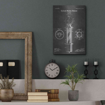Luxe Metal Art 'Barber Pole Blueprint Patent Chalkboard' Metal Wall Art,12x16