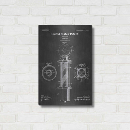 Luxe Metal Art 'Barber Pole Blueprint Patent Chalkboard' Metal Wall Art,16x24