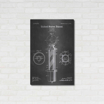 Luxe Metal Art 'Barber Pole Blueprint Patent Chalkboard' Metal Wall Art,24x36