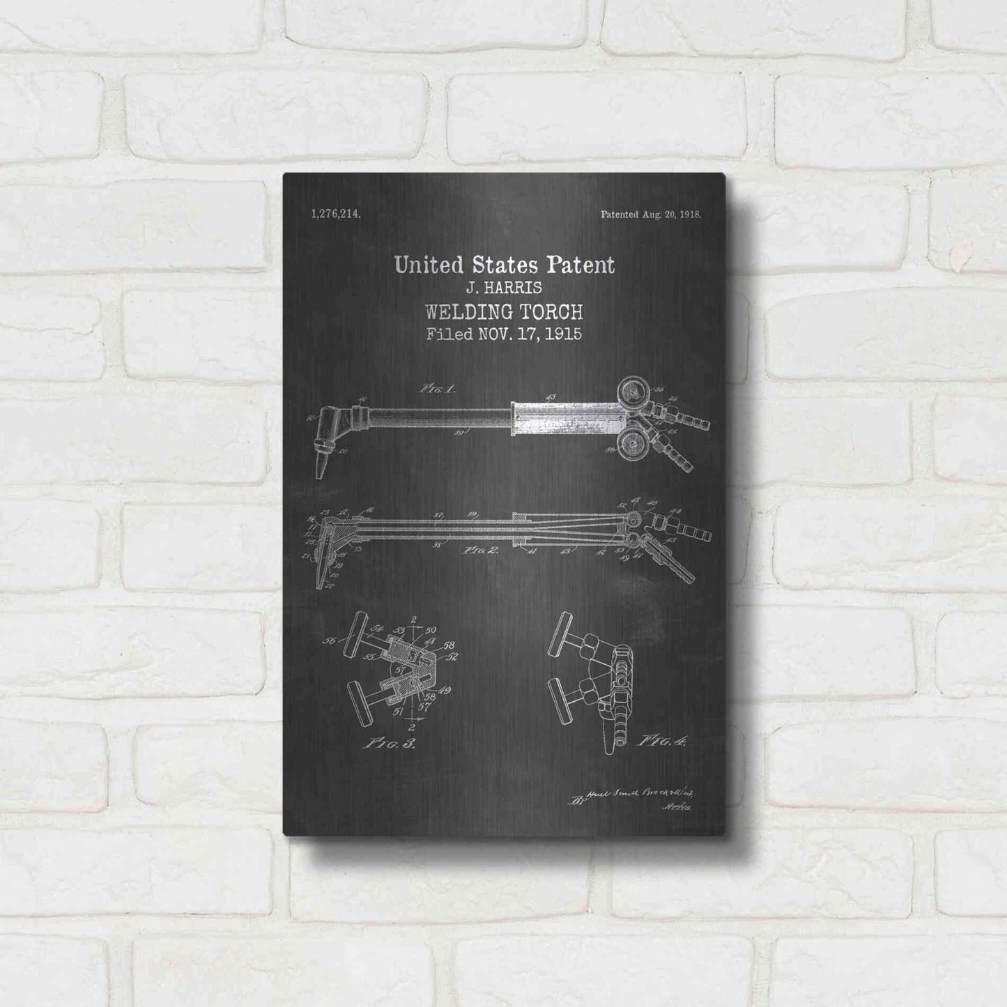 Luxe Metal Art 'Welding Torch Blueprint Patent Chalkboard' Metal Wall Art,12x16