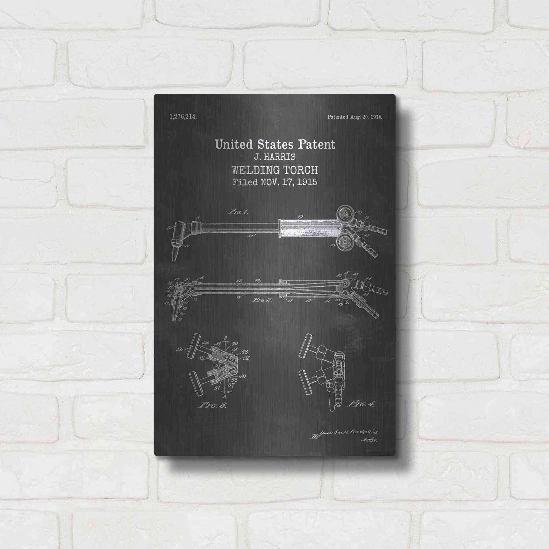 Luxe Metal Art 'Welding Torch Blueprint Patent Chalkboard' Metal Wall Art,12x16