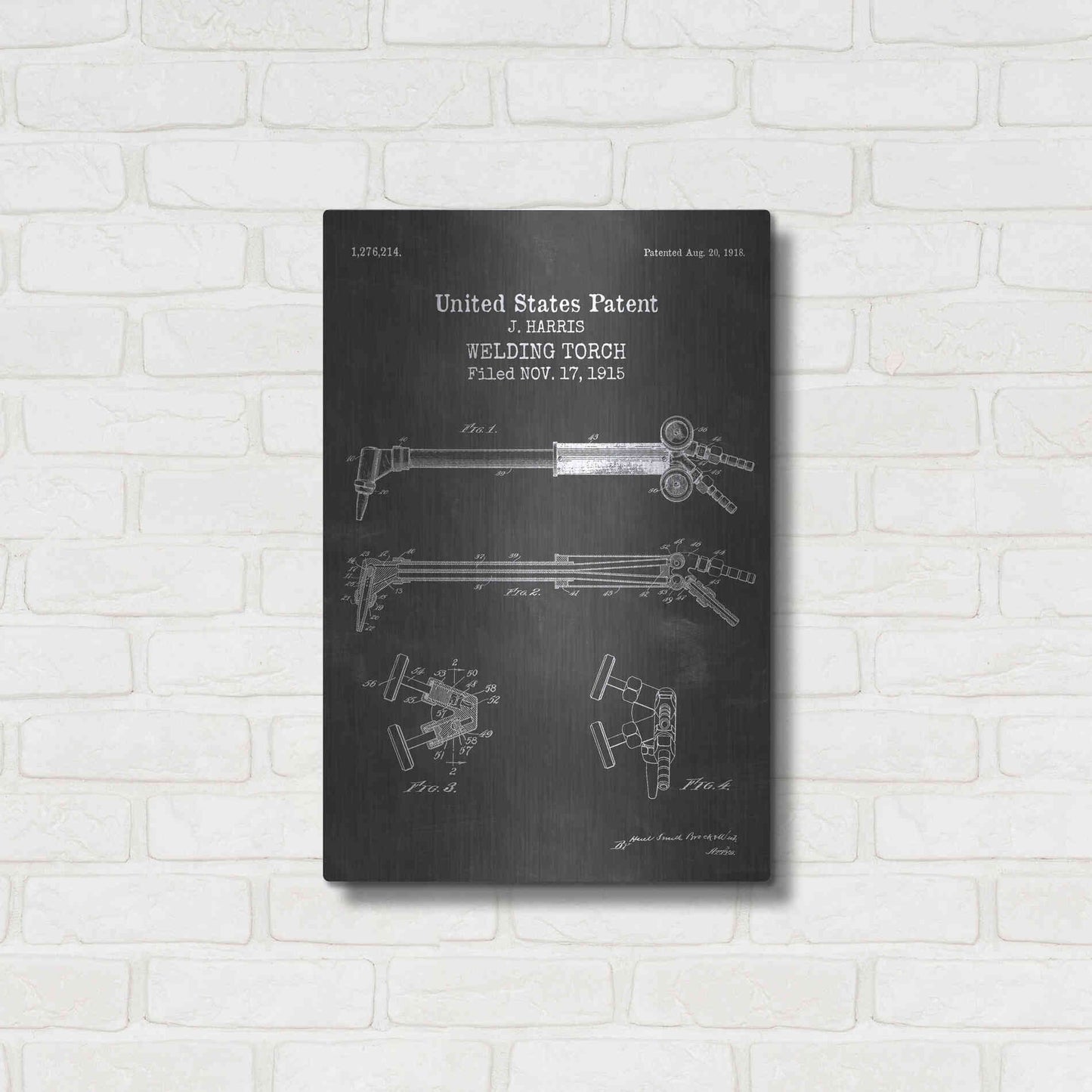 Luxe Metal Art 'Welding Torch Blueprint Patent Chalkboard' Metal Wall Art,16x24