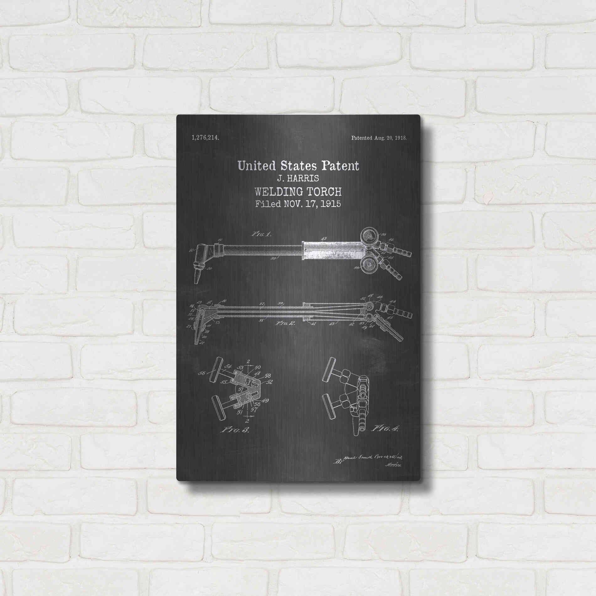 Luxe Metal Art 'Welding Torch Blueprint Patent Chalkboard' Metal Wall Art,16x24