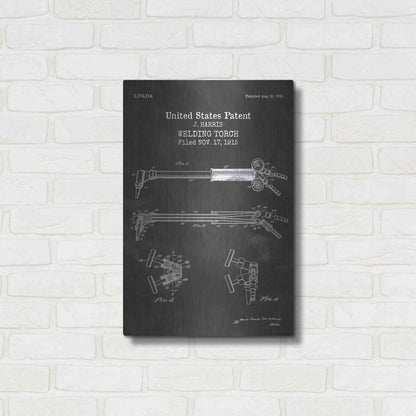 Luxe Metal Art 'Welding Torch Blueprint Patent Chalkboard' Metal Wall Art,16x24