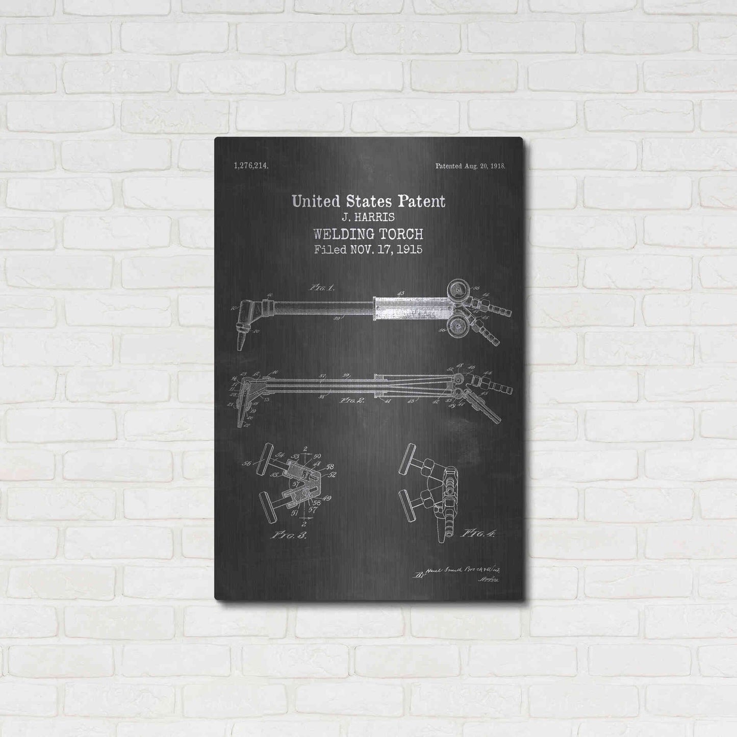 Luxe Metal Art 'Welding Torch Blueprint Patent Chalkboard' Metal Wall Art,24x36