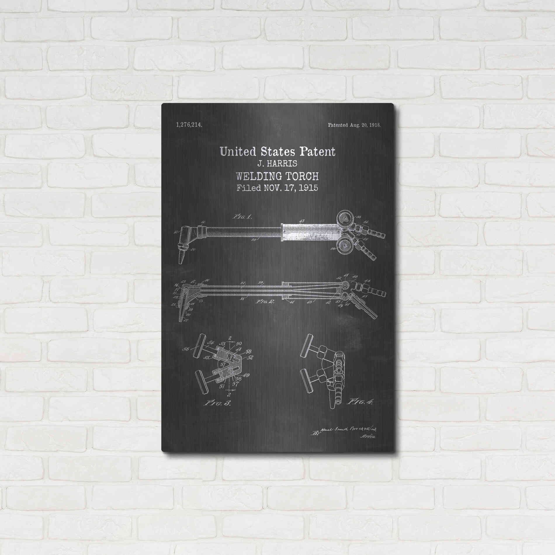 Luxe Metal Art 'Welding Torch Blueprint Patent Chalkboard' Metal Wall Art,24x36