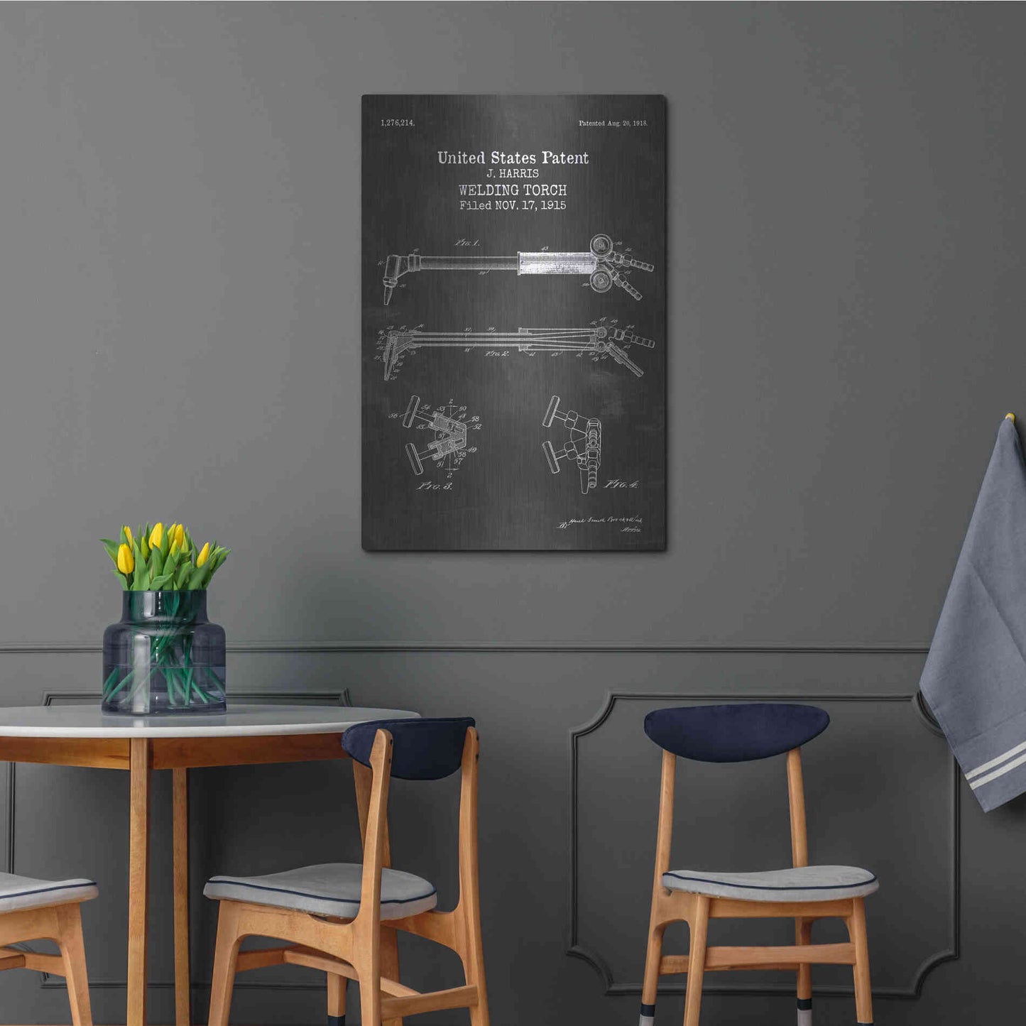 Luxe Metal Art 'Welding Torch Blueprint Patent Chalkboard' Metal Wall Art,24x36