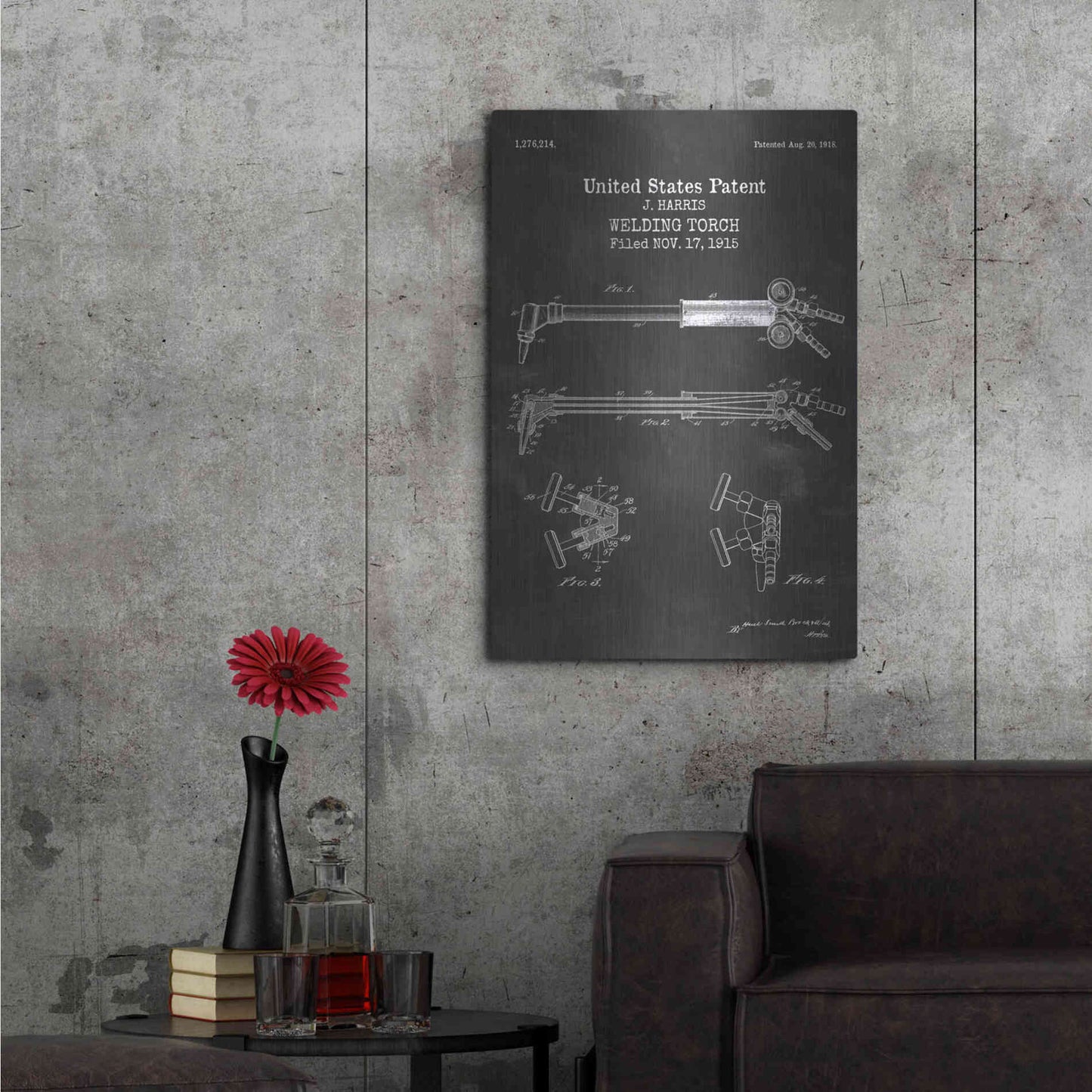Luxe Metal Art 'Welding Torch Blueprint Patent Chalkboard' Metal Wall Art,24x36