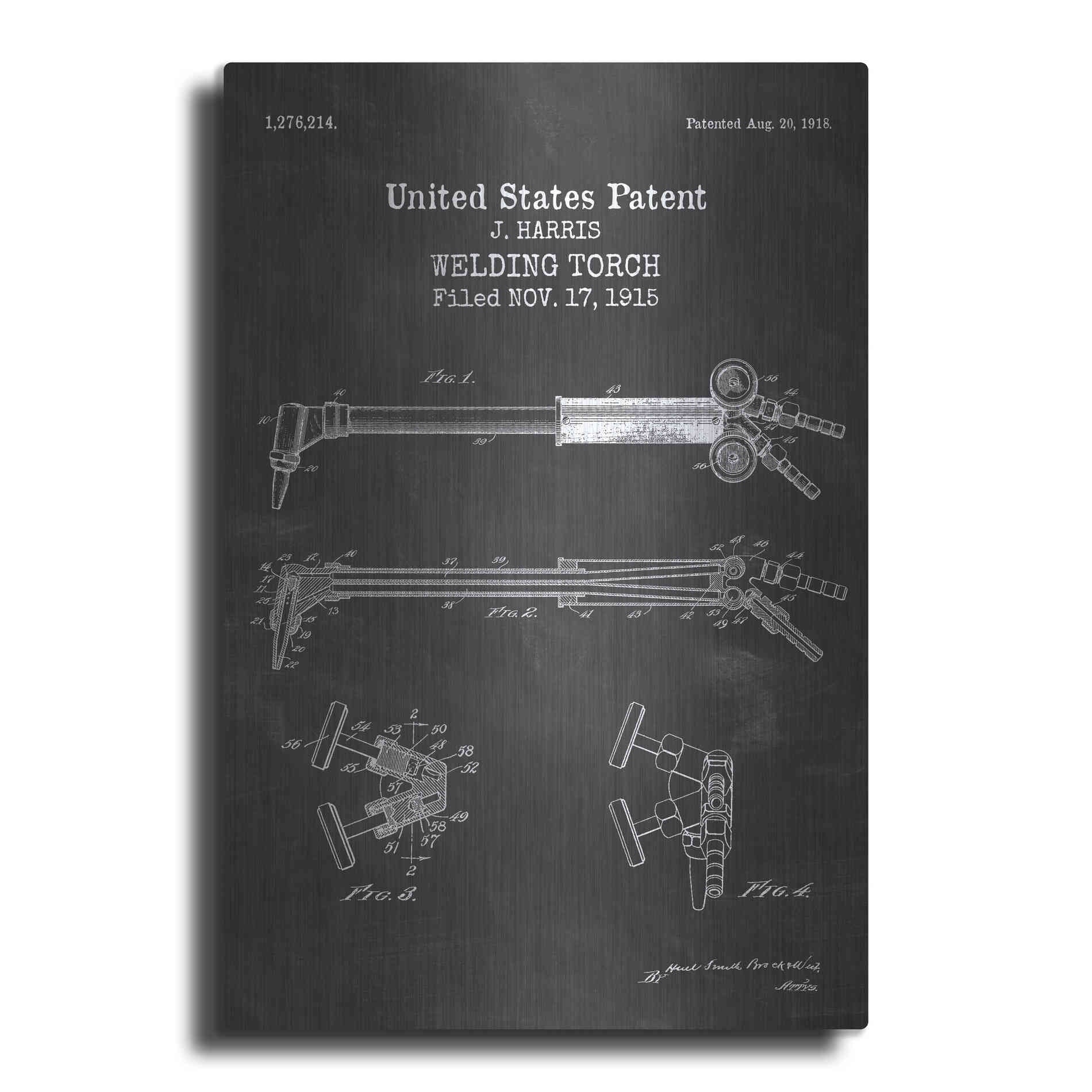 Luxe Metal Art 'Welding Torch Blueprint Patent Chalkboard' Metal Wall Art