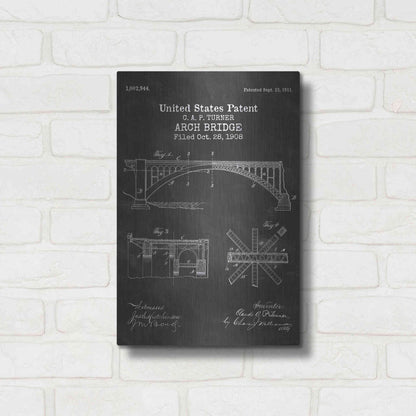 Luxe Metal Art 'Arch Bridge Blueprint Patent Chalkboard' Metal Wall Art,12x16