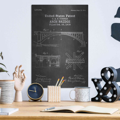 Luxe Metal Art 'Arch Bridge Blueprint Patent Chalkboard' Metal Wall Art,12x16