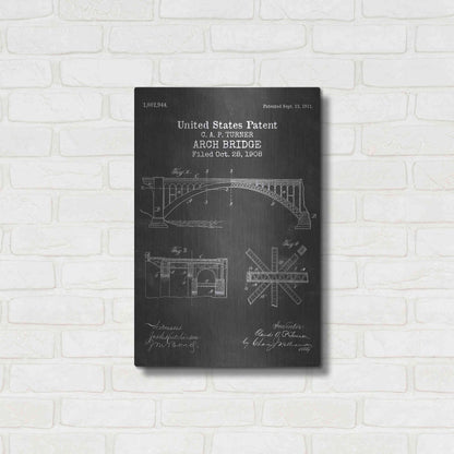 Luxe Metal Art 'Arch Bridge Blueprint Patent Chalkboard' Metal Wall Art,16x24