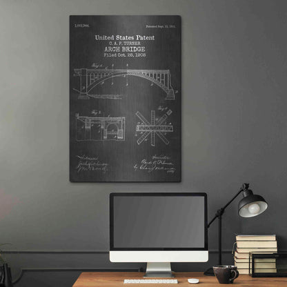 Luxe Metal Art 'Arch Bridge Blueprint Patent Chalkboard' Metal Wall Art,24x36