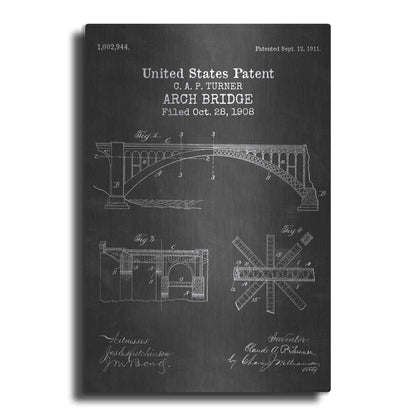 Luxe Metal Art 'Arch Bridge Blueprint Patent Chalkboard' Metal Wall Art