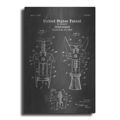 Luxe Metal Art 'Corkscrew Blueprint Patent Chalkboard' Metal Wall Art